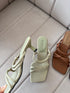 Ladies Double Knot Strap Square Open Toe Slid-On Heel